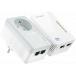 Kit de 2 Adaptateurs CPL WiFi AV600Mbps WiFi N300Mbps Prise gigogne + Port Ethernet RJ45 Gris et Blanc