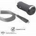 Double Chargeur voiture 4.8A (2.4+2.4A) FastCharge Garanti à vie + Câble USB A/Lightning Gris Force Power