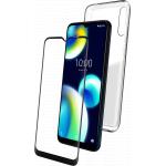 Pack 2 en 1 Coque Wiko View 4 Lite Hybride Transparente + Protège écran Plat