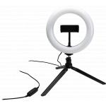 Vlogging Kit White Ring Light L Diameter 20cm Tripod 1.6m Black