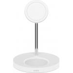 Station de charge sans fil 15W Qi Stand 2 zones iPhone + Airpods + Chargeur Blanc