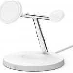 Station de charge sans fil 15W Qi Stand 3 zones + Chargeur Blanc