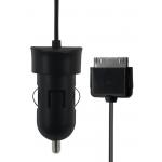 Kit Chargeur Voiture USB A 1A + C&acirc;ble USB A / 30 PIN 1m Noir