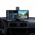 Multimedia car screen 10" Carplay/Android Auto/MirrorLink with integrated dashcam Dashboard mount Black