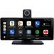 Ecran multim&eacute;dia de voiture 10" Carplay/Android Auto/MirrorLink avec DashCam int&eacute;gr&eacute;e Fixation tableau de bord Noir