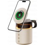 Enceinte Bluetooth&reg; 5W Lumineuse + Station de charge MagSafe sans fil 5 en 1 Argent + Garantie &agrave; vie