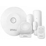 Kit Alarme connect&eacute;e 5 &eacute;l&eacute;ments T&eacute;l&eacute;commande 4 boutons Blanc