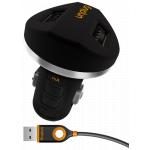 Kit Chargeur Voiture 2 USB A 2A + Câble USB A / 30 PIN 1m Noir