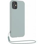 Coque iPhone 12 / 12 Pro Silicone Strap + Dragonne assortie Bleu Ciel