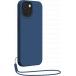 Coque iPhone 13 mini Silicone Strap + Dragonne assortie Bleue