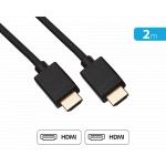 C&acirc;ble Vid&eacute;o HDMI&trade; 2m HiSpeed Full HD M/M Connectique dor&eacute;e 19 broches Noir + Garantie &agrave; vie